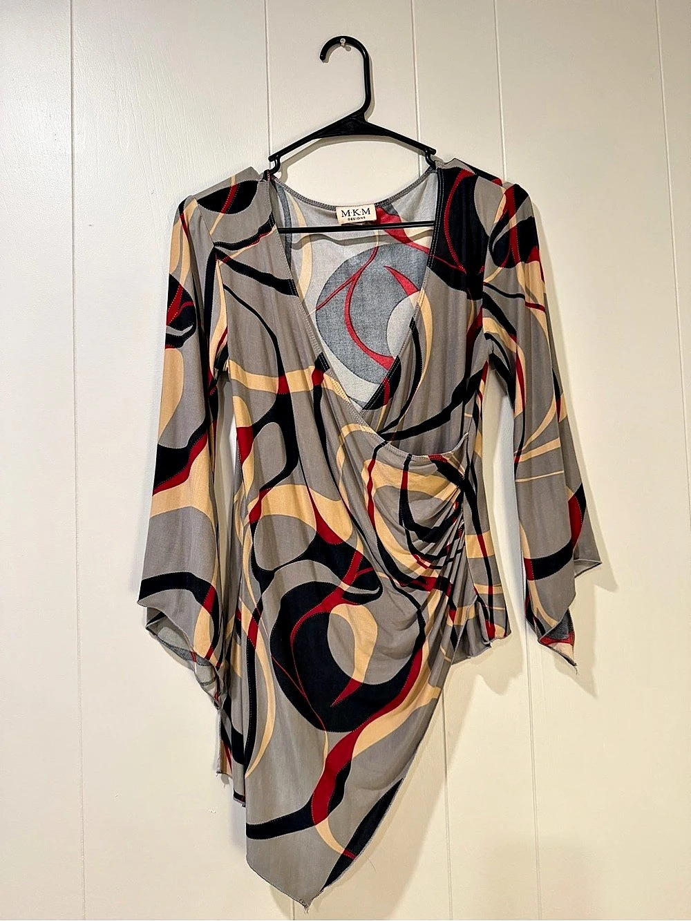 M.K.M Designs Abstract Asymmetrical Tunic in Gray & Black